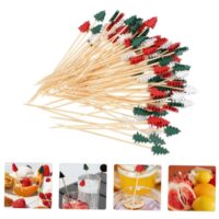 50 Pcs Christmas Tree Shaped Bamboo Fruit Cocktail Picks (2)