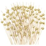 50 Pcs Gold Pearl Bamboo Fruit Cocktail Picks