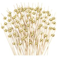 50 Pcs Gold Pearl Bamboo Fruit Cocktail Picks