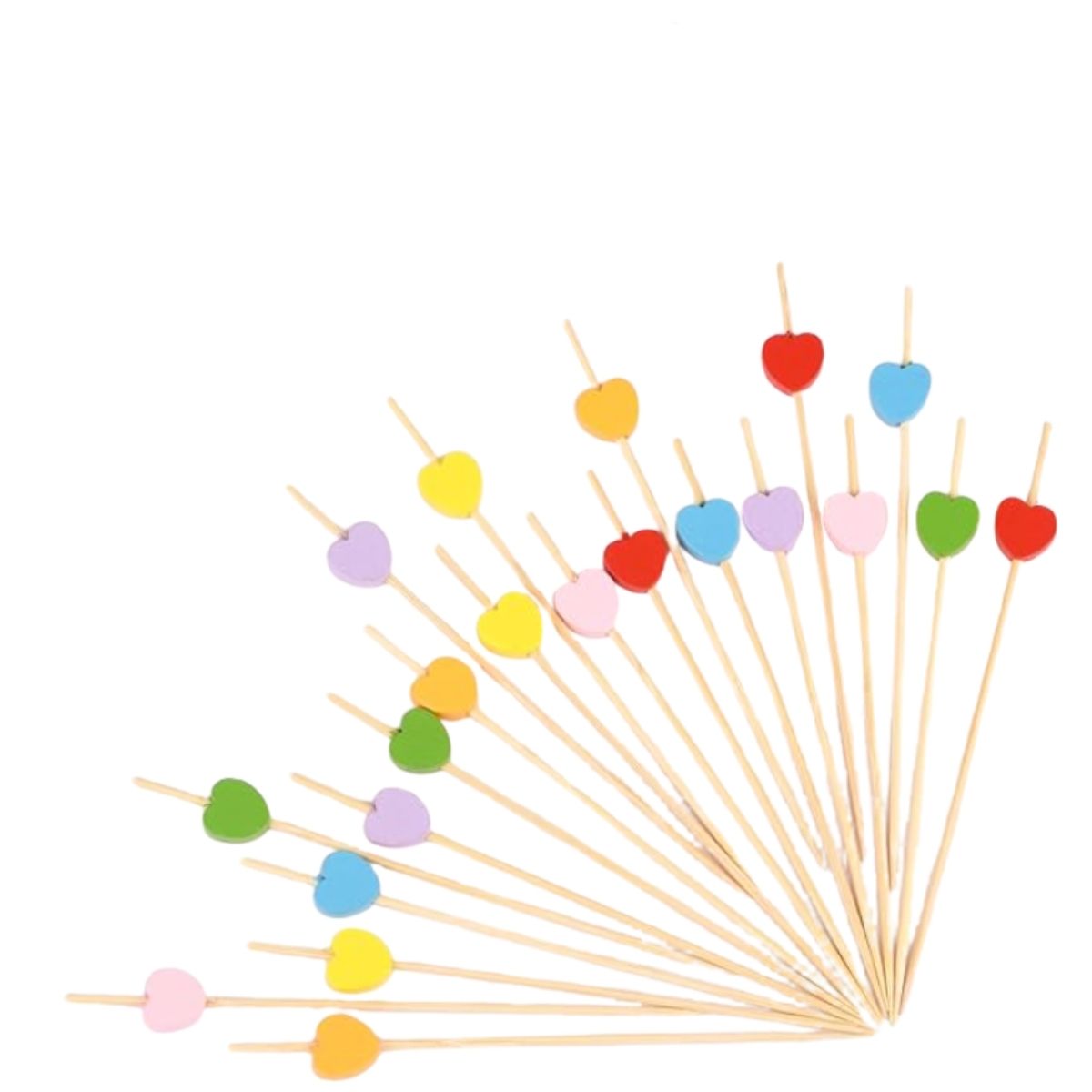50 Pcs Mix Color Heart Bamboo Fruit Cocktail Picks 50 Pcs Mix Color Heart Bamboo Fruit Cocktail Picks