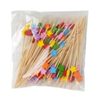 50 Pcs Mix Color Star Bamboo Fruit Cocktail Picks