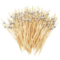 50 Pcs Silver Pearl Bamboo Fruit Cocktail Picks