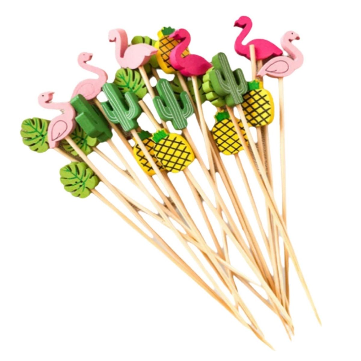 50 Pcs Tropical Themed Bamboo Fruit Cocktail Picks 50 Pcs Tropical Themed Bamboo Fruit Cocktail Picks