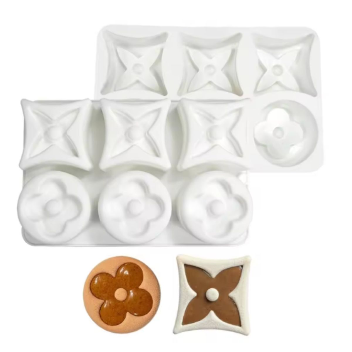 6 Cavities Round Rectangle Clover Silicone Baking Pan 6 Cavities Round Rectangle Clover Silicone Baking Pan