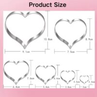 6 Pcs Set Heart Cookie Fondant Cutters