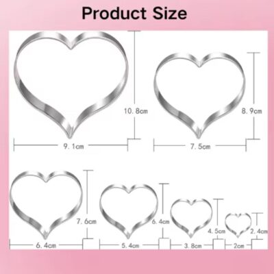 6 Pcs Set Heart Cookie Fondant Cutters
