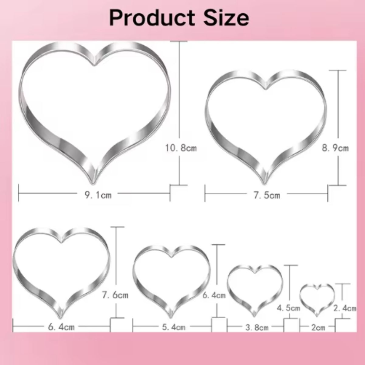 6 Pcs Set Heart Cookie Fondant Cutters 6 Pcs Set Heart Cookie Fondant Cutters