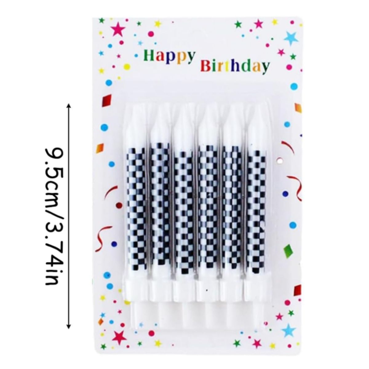 6 Pcs White Black Checkered Candle 6 Pcs White Black Checkered Candle