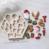 Christmas Fondant Mold (15 in 1) Silicone Santa, Reindeer & Gingerbread Man Molds