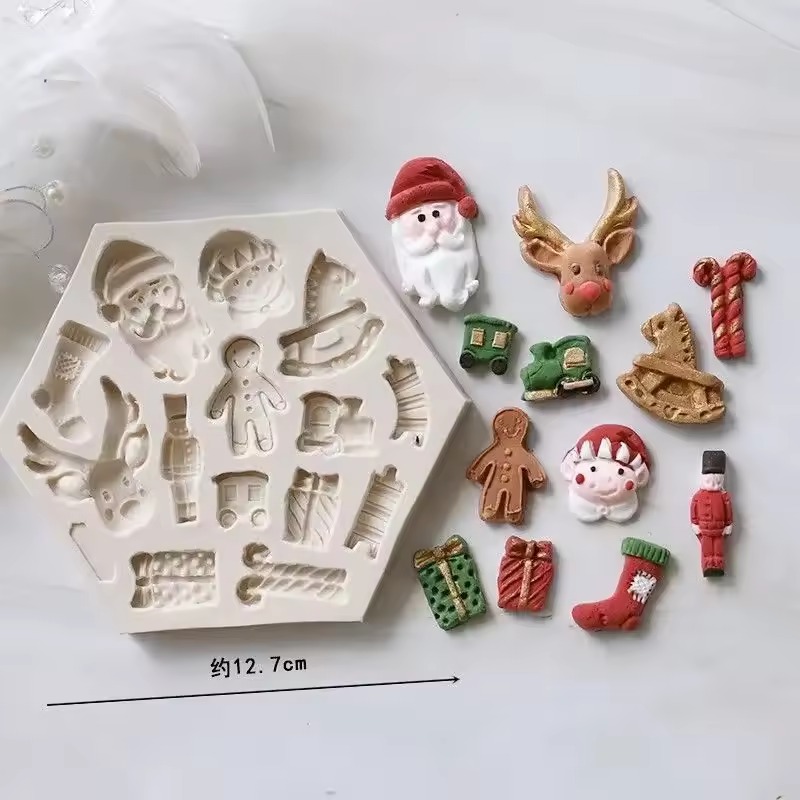 Christmas Fondant Mold (15 in 1) Silicone Santa, Reindeer & Gingerbread Man Molds Christmas Fondant Mold (15 in 1) Silicone Santa, Reindeer & Gingerbread Man Molds