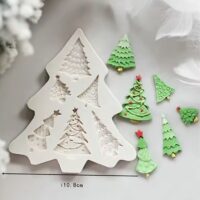 Christmas Tree Fondant Mold, 3D Christmas Cake Toppers, Mini Christmas Tree Chocolate Mold, Xmas Decoration Silicone Mold, Holiday Baking Supplies.