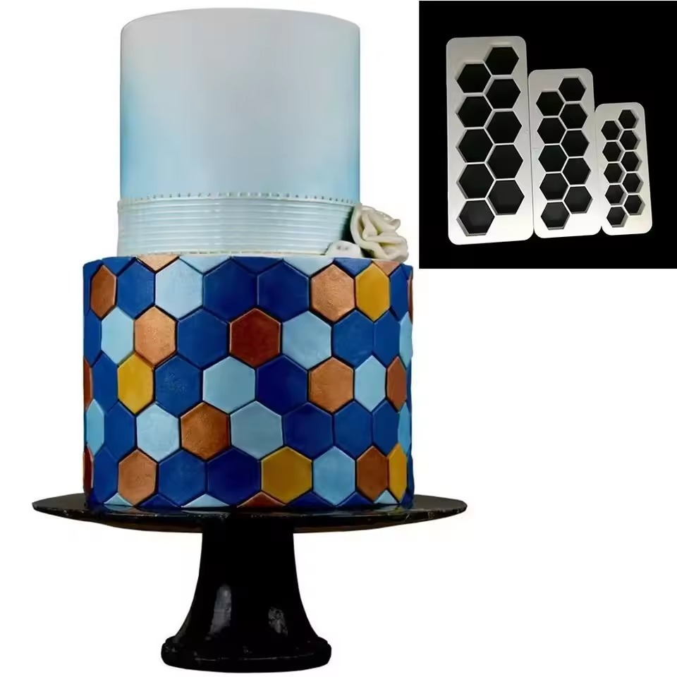 Set of 3 Honeycomb Fondant Cutter for Hexagon Cake Decoration Set of 3 Honeycomb Fondant Cutter for Hexagon Cake Decoration