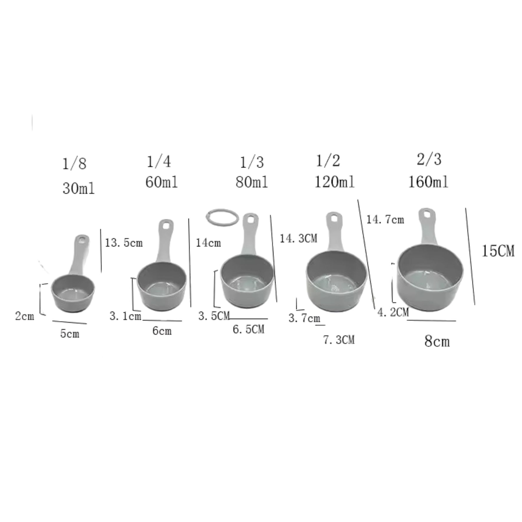 Set of 5 Plastic Measuring Cups for Baking & Cooking Grey Kitchen Tool2 Set of 5 Plastic Measuring Cups for Baking & Cooking Grey Kitchen Tool2