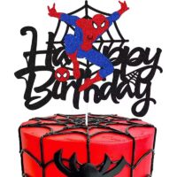 Spider Man Cake Topper Glitter Happy Birthday Party Decoration Supplies