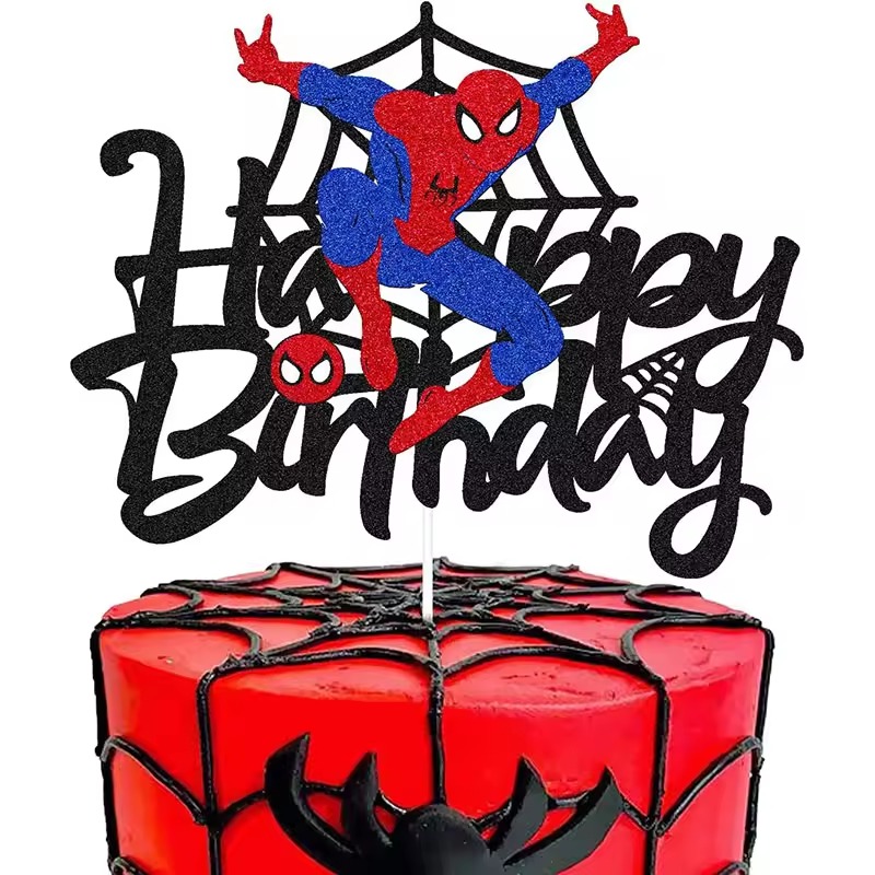 Spider Man Cake Topper Glitter Happy Birthday Party Decoration Supplies Spider Man Cake Topper Glitter Happy Birthday Party Decoration Supplies