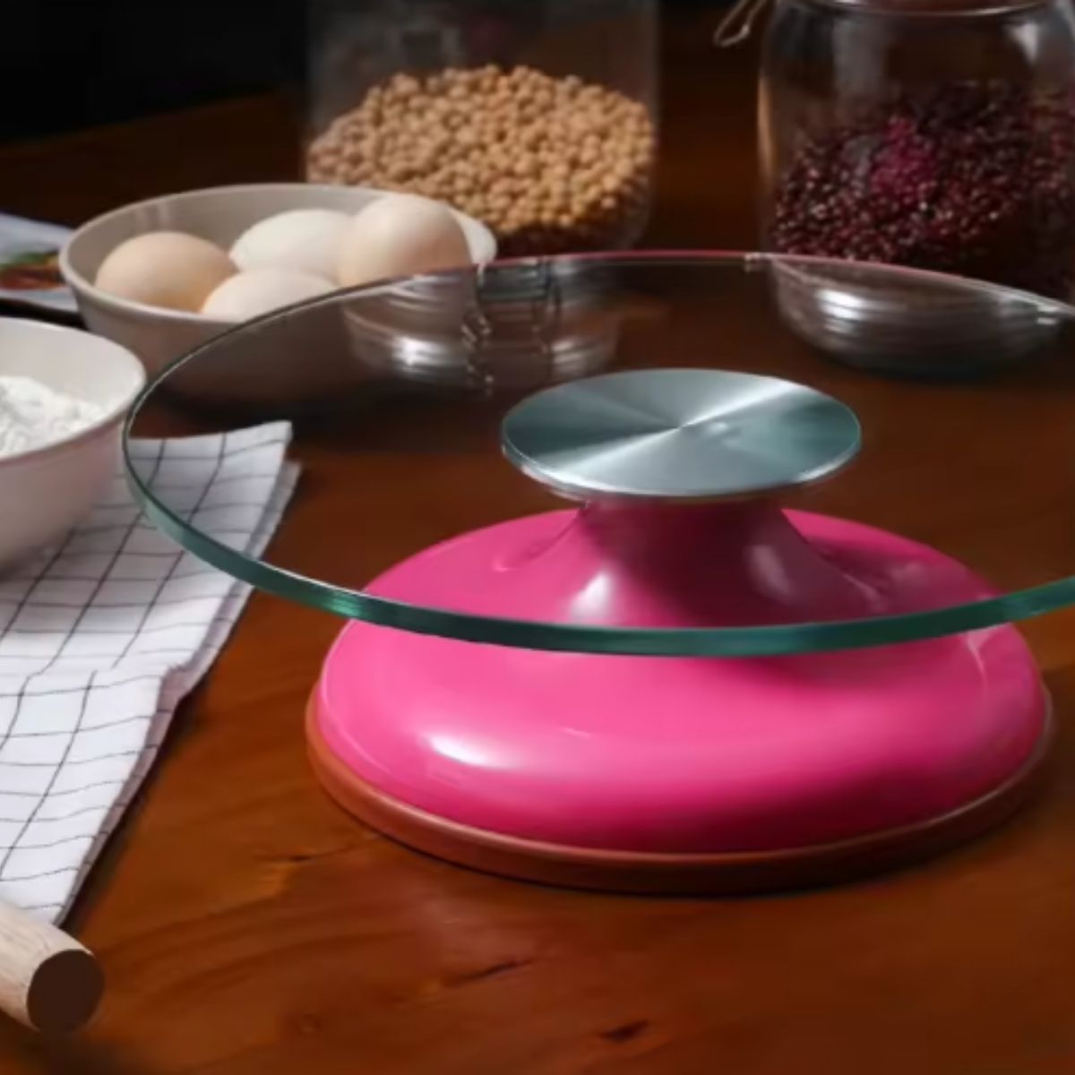 Transparent Tempered Glass Cake Stand Turntable Transparent Tempered Glass Cake Stand Turntable