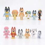 12 Pcs Bluey and Friends Action Figure Set Puppy Dog PVC Figurines for Cake Toppers, Kids Party Supplies, and Collectible Toys