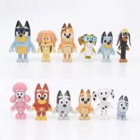 12 Pcs Bluey and Friends Action Figure Set Puppy Dog PVC Figurines for Cake Toppers, Kids Party Supplies, and Collectible Toys