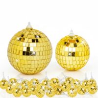18 Pcs Set Golden Disco Ball Cake Topper