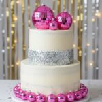 26 Pcs Set Pink Disco Ball Cake Topper