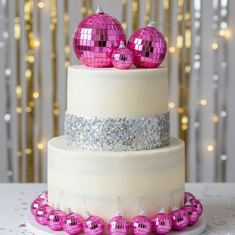 26 Pcs Set Pink Disco Ball Cake Topper 26 Pcs Set Pink Disco Ball Cake Topper