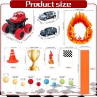 30PCS Racing Car & Truck Themed Cake Decorations Kit Fire, Flags, Trophy, and Monster Truck Birthday Toppers