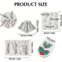 5pcs Christmas Mold Set 3D Snowflake, Christmas Tree, Reindeer, Holly Leaf (2)