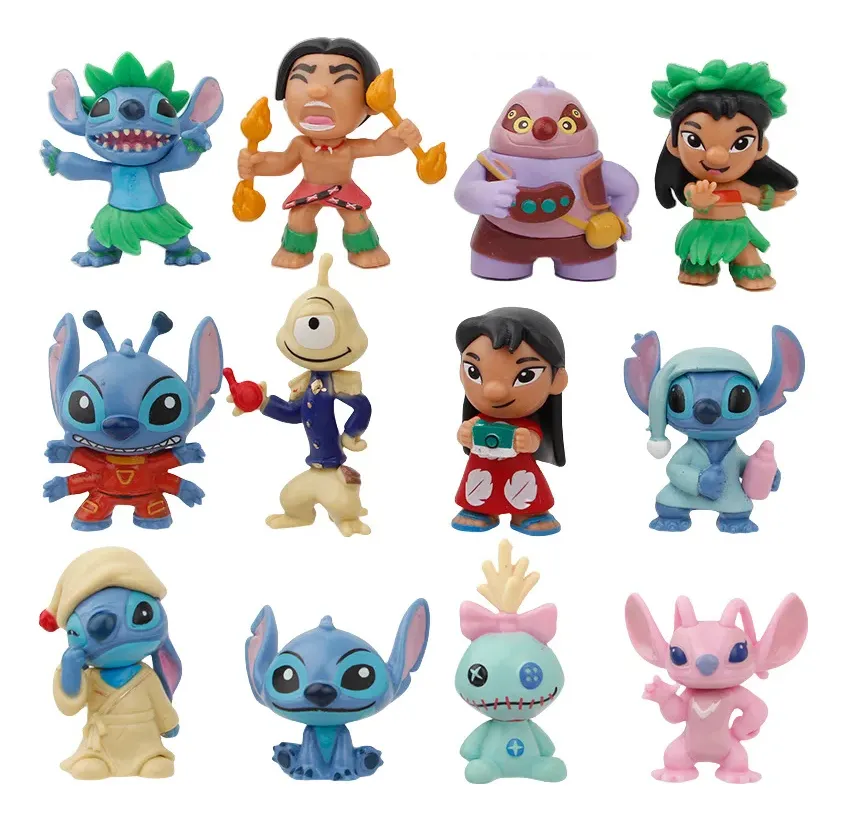 Lilo and Stitch Action Figures Set 12 PCS Hawaii Disney PVC Toy Cake Topper Lilo and Stitch Action Figures Set 12 PCS Hawaii Disney PVC Toy Cake Topper