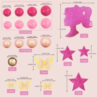 Pink Glitter Cake Topper Set Silhouette, Star, Ball & Butterfly Birthday Party Decoration Supplies2