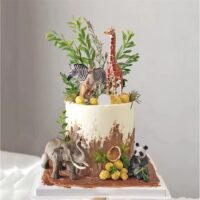 Realistic 5 Piece Safari & Zoo Animal Figurines Set Cake Toppers