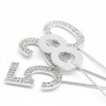 Silver Rhinestone Number Topper Sparkling Crystal Cake Topper for Birthday & Anniversary