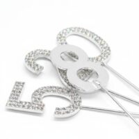 Silver Rhinestone Number Topper Sparkling Crystal Cake Topper for Birthday & Anniversary