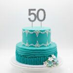 Silver Rhinestone Number Topper Sparkling Crystal Cake Topper for Birthday & Anniversary2