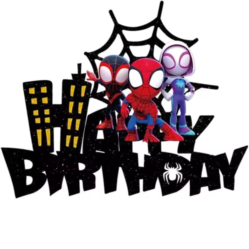 Spider Man Cake Topper Glitter Happy Birthday Party Decoration Supplies 2 Spider Man Cake Topper Glitter Happy Birthday Party Decoration Supplies 2
