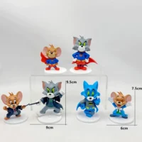 Tom and Jerry Collectible Action Figure Cake Toppers Batman, Superman & Tuxedo Themes