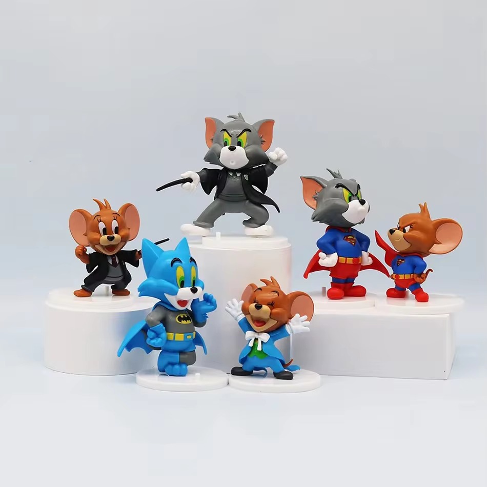 Tom and Jerry Collectible Action Figure Cake Toppers Batman, Superman & Tuxedo Themes Tom and Jerry Collectible Action Figure Cake Toppers Batman, Superman & Tuxedo Themes