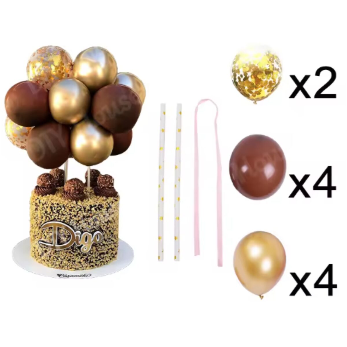 10 Pcs Set Coffee Gold Balloon Cake Topper 10 Pcs Set Coffee Gold Balloon Cake Topper