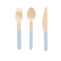 24 Pcs Set Party Disposable Wooden Cutlery Blue