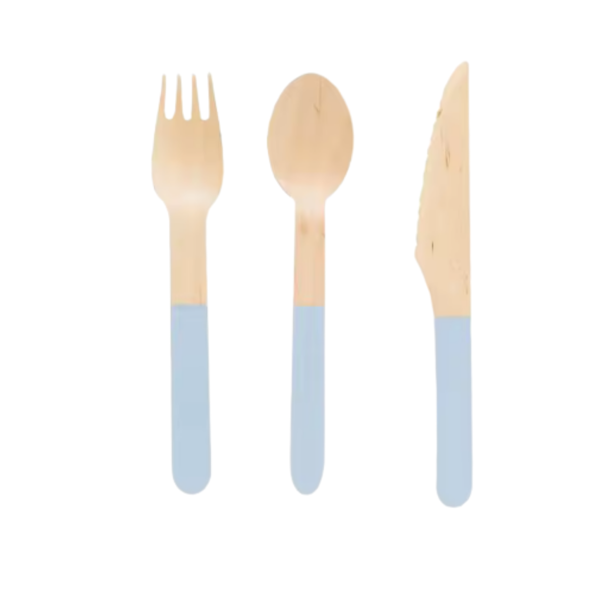 24 Pcs Set Party Disposable Wooden Cutlery Blue 24 Pcs Set Party Disposable Wooden Cutlery Blue