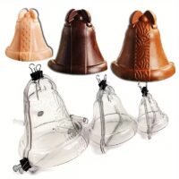 3pcs Set 3D Christmas Bell & Ornate Lid Chocolate Molds