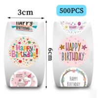 500 Pcs Happy Birthday Round Sticker