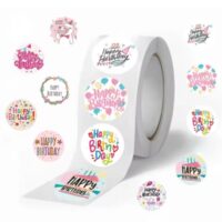 500 Pcs Happy Birthday Round Sticker