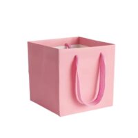 Pink Paper Gift Cake Box Bags with Ribbon Handles