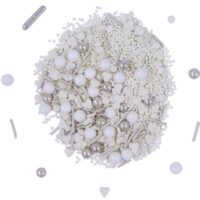 Silver & White Wedding Sugar Pearls Sprinkles 100g