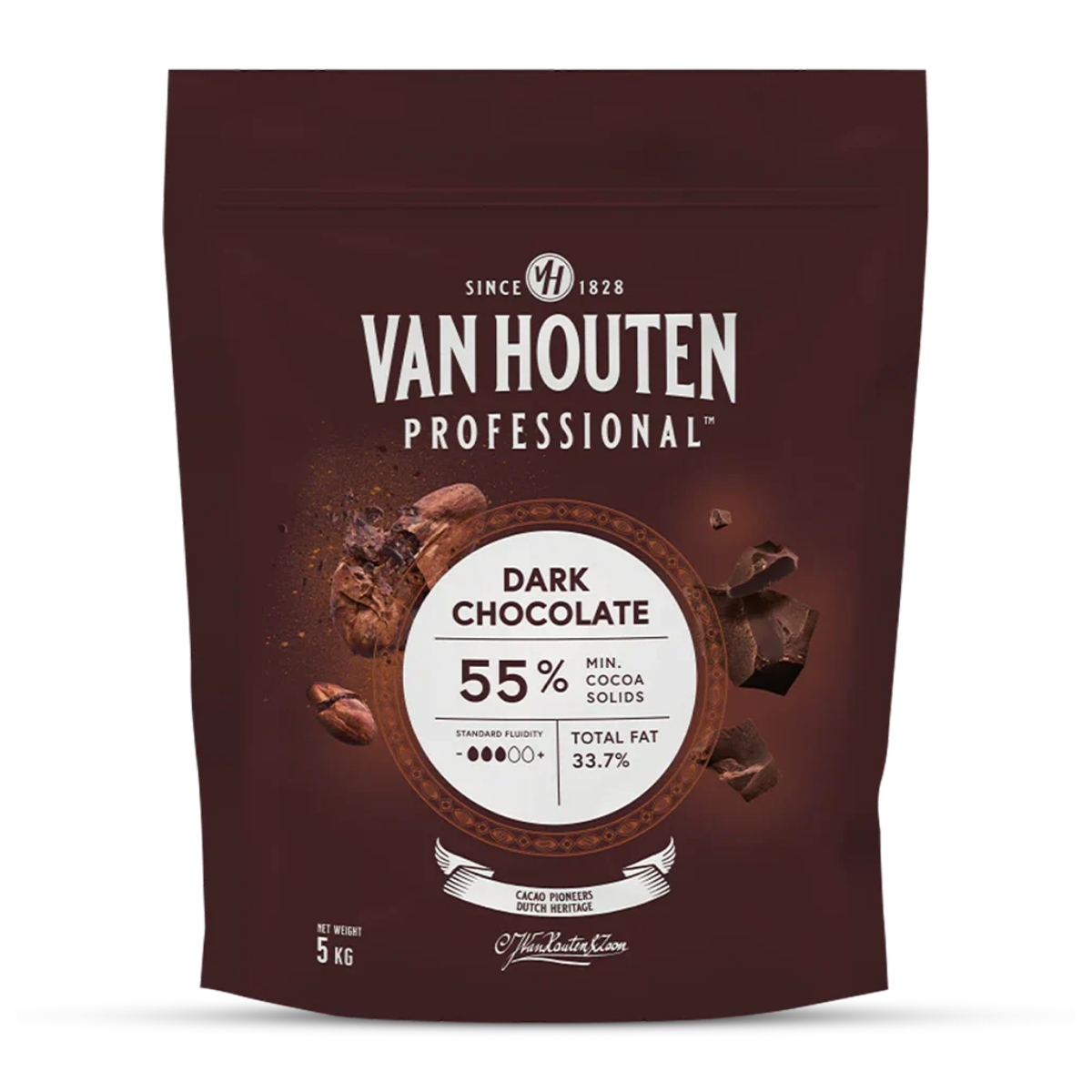 Van Houten Dark Chocolate Couverture 55% Min Cocoa 5kg Van Houten Dark Chocolate Couverture 55% Min Cocoa 5kg