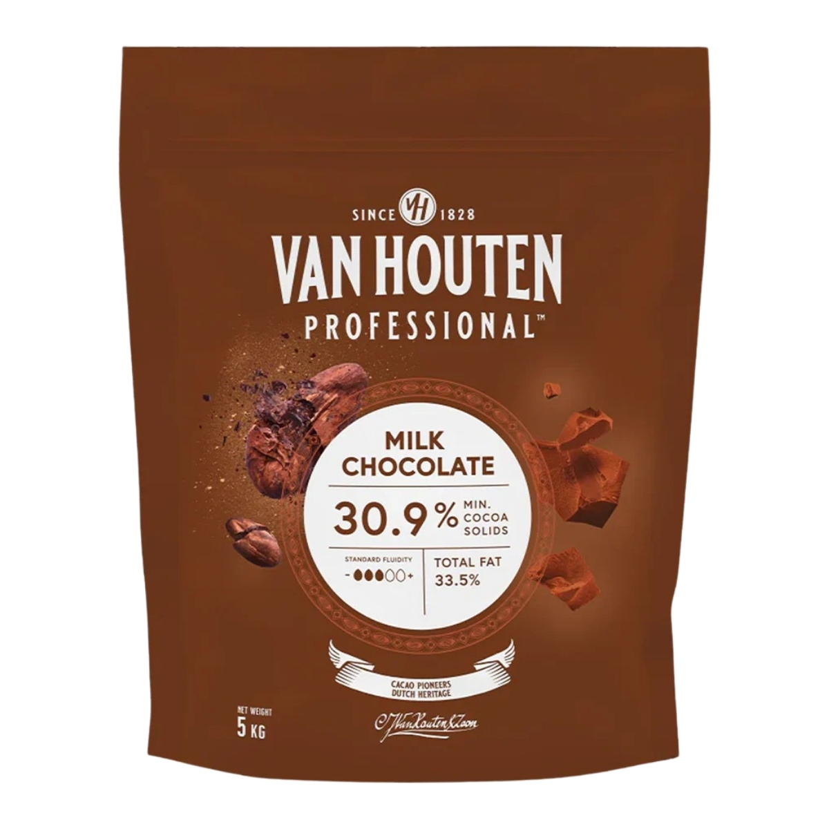 Van Houten Milk Chocolate Couverture 30.9% Min Cocoa 5kg Van Houten Milk Chocolate Couverture 30.9% Min Cocoa 5kg