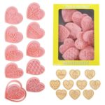 10 Pcs Set Valentine Heart Shape Cookie Fondant Cutters With Stamp
