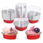 50 Pcs Heart Shaped Cupcake Aluminum Baking Liner