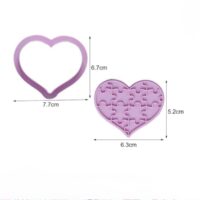 6 Pcs Set Valentine Heart Shape Cookie Fondant Cutters With Stamp