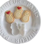 Hand Heart Gesture Shape Cookie Fondant Cutters With Stamp